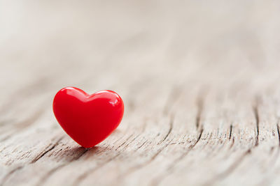 Close-up of heart shape on table