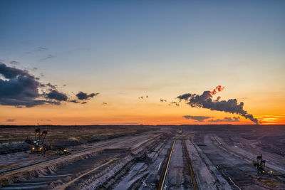 Panoramic view of hambach surface mine, germany.