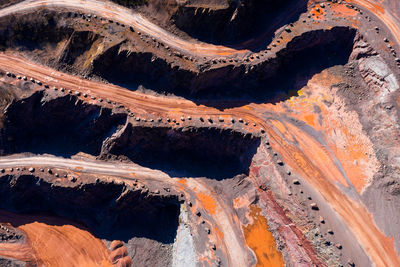 High angle view of rock formations