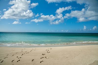 Scenic view of beach against sky