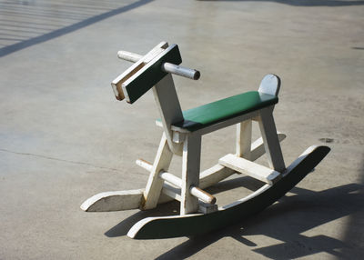 Close-up of rocking horse outdoors