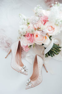 Close-up of wedding dress