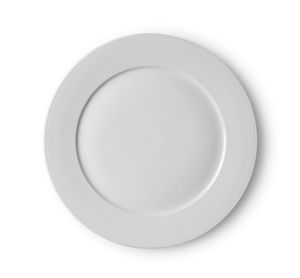 Directly above shot of empty plate against white background