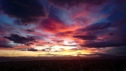 Scenic view of dramatic sky during sunset