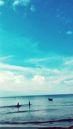 Scenic view of sea against blue sky