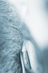Close-up of man using hearing aid