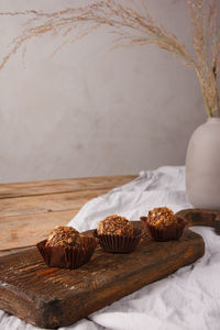 Close-up of chocolate cake on table