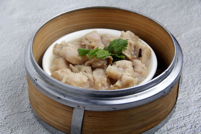 Close-up of food in bowl on table