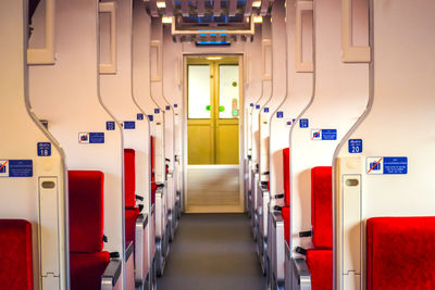 Empty seats in subway train