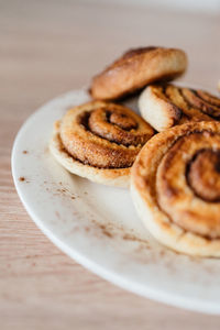 Close-up of dessert in plate on table