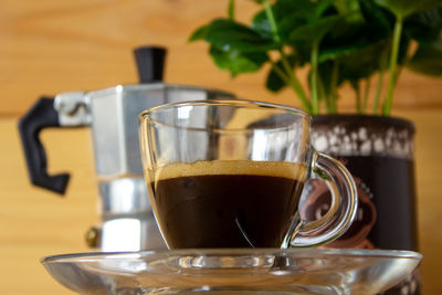 Close-up of coffee on table