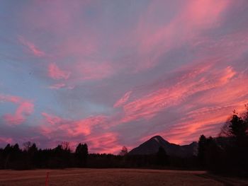 Scenic view of landscape against sky at sunset