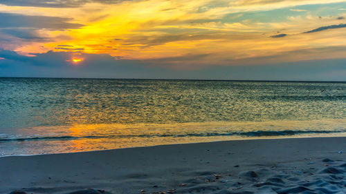 Scenic view of sea against sky at sunset