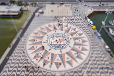 High angle view of clock on street