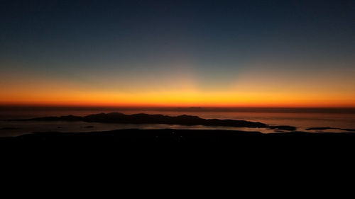 Scenic view of sea against clear sky during sunset