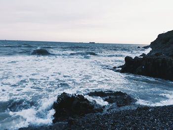 Scenic view of sea against clear sky