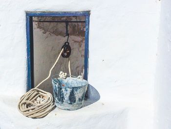 Rope and bucket on water well