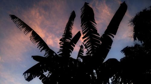 Low angle view of silhouette statue against sky