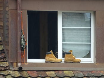 Close-up of window sill