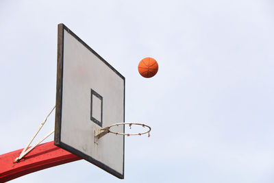 Low angle view of basketball hoop against sky