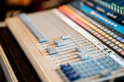 High angle view of piano keys