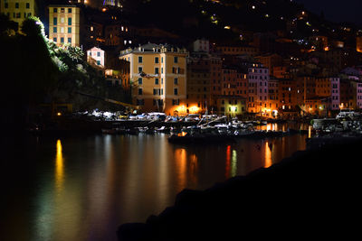 Night lights in the port of camogli 