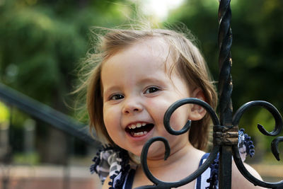 Portrait of cute girl smiling