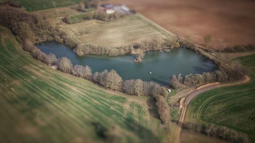 High angle view of river amidst land