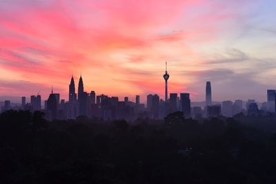 View of buildings against sky during sunset