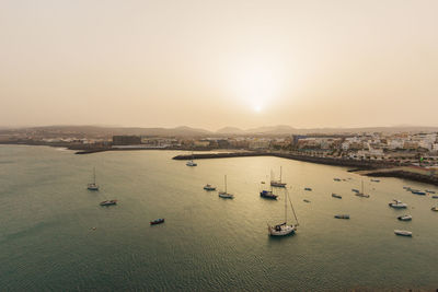 High angle view of harbor