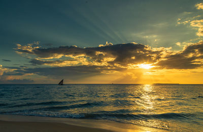 Scenic view of sea against sky during sunset