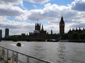 View of buildings against cloudy sky