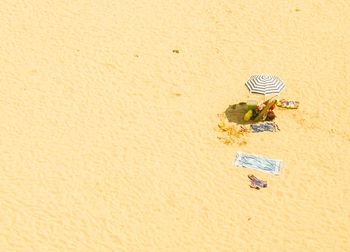 High angle view of man on beach