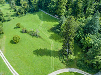 High angle view of golf course