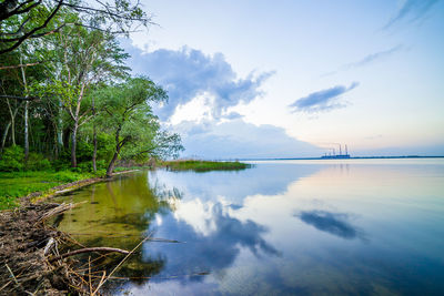 Scenic view of lake against sky