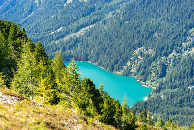 High view of antholzersee - lake antholz - lago di anterselva - south tyrol - südtirol