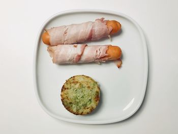 High angle view of breakfast in plate