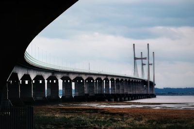 Bridge over water against sky