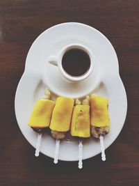 Directly above shot of breakfast on table