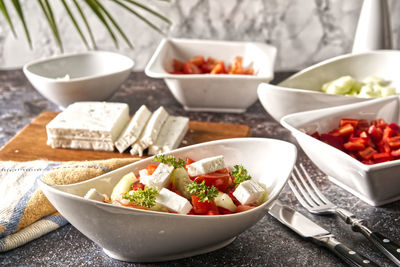 Close-up of food in plate on table