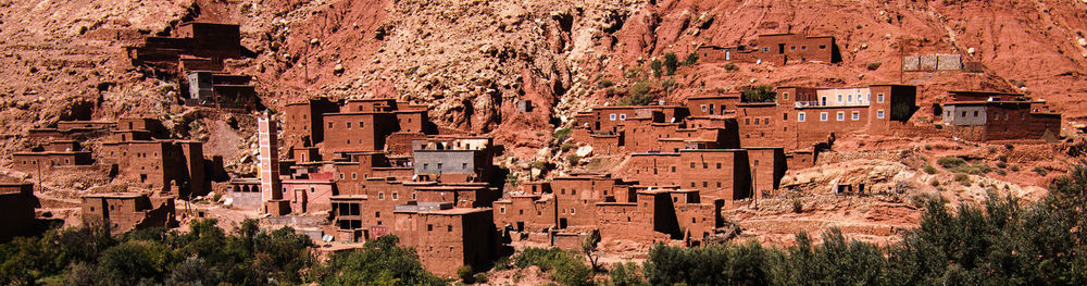 A village with mud houses by the way to sahara desert