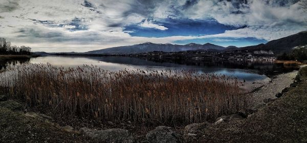 Scenic view of lake against sky