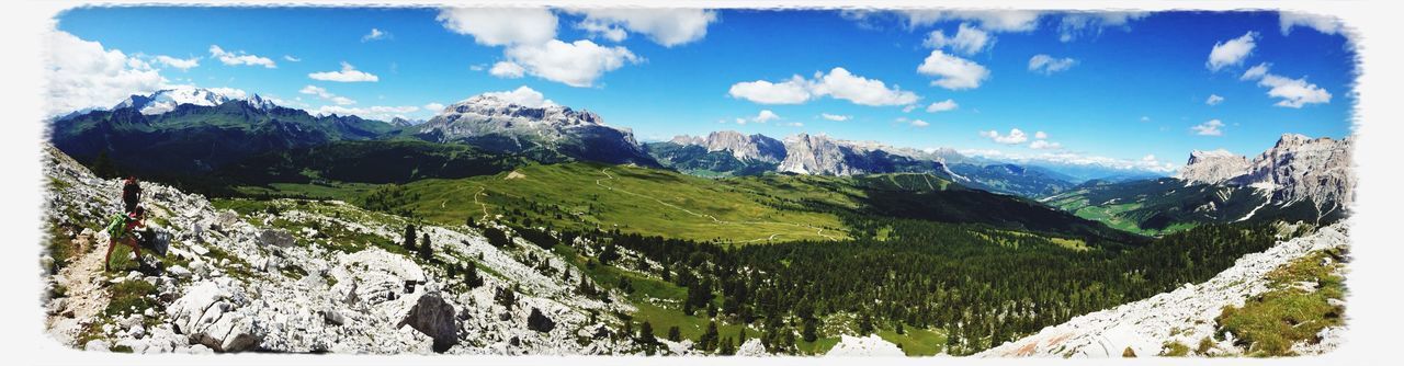 transfer print, mountain, sky, tranquil scene, scenics, tranquility, auto post production filter, beauty in nature, mountain range, cloud - sky, cloud, nature, blue, landscape, tree, water, panoramic, idyllic, day, non-urban scene