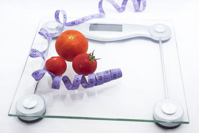 High angle view of fruits on table