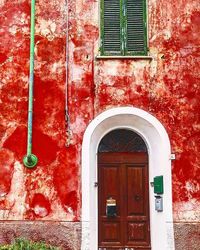 Closed door of building