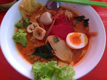 Close-up of food served in plate