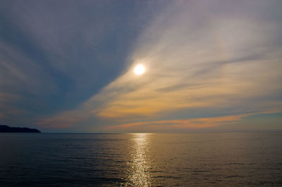 Scenic view of sea against sky at sunset