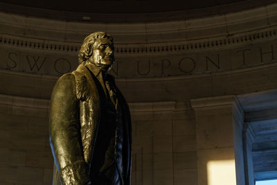 Low angle view of statue in lincoln memorial