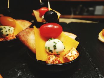 Close-up of fruits in plate