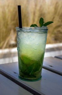 Close-up of mojito on table